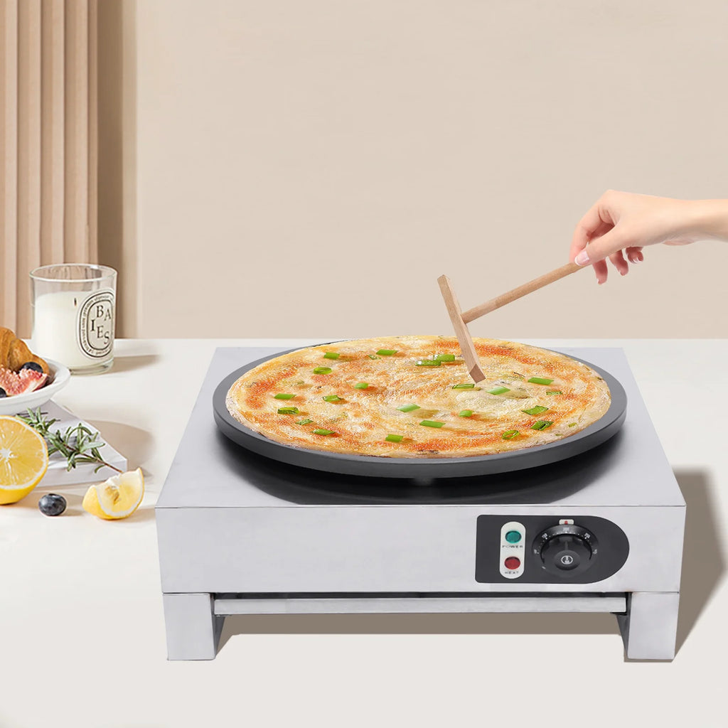 15.7" 110V Commercial Electric Pancake Machine Non Stick Single Hotplate W9621
