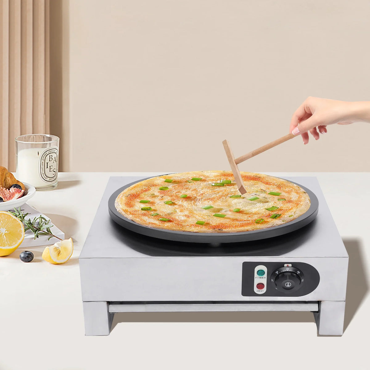 15.7" 110V Commercial Electric Pancake Machine Non Stick Single Hotplate W9621