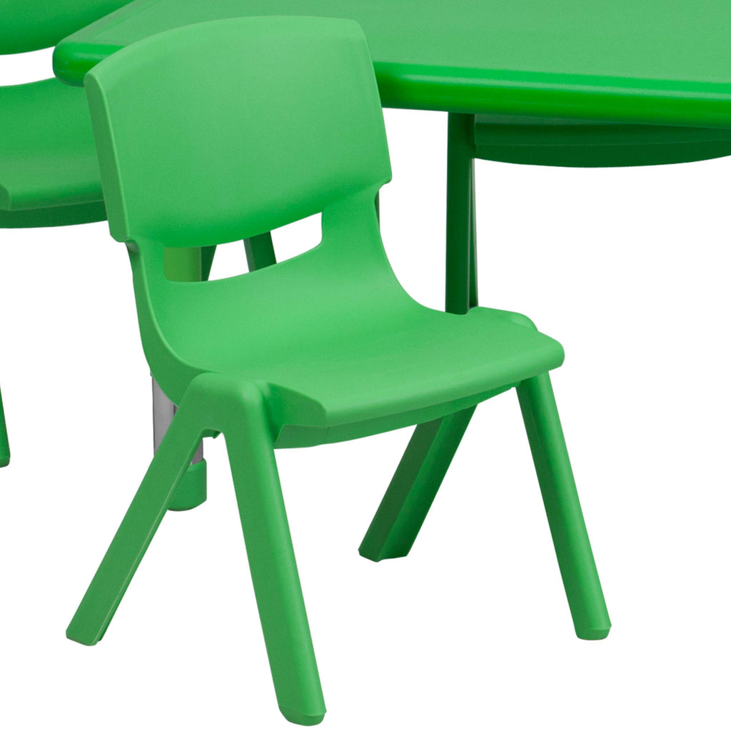 Green Plastic Height Adjustable Activity Table Set with 4 Chairs Q463693
