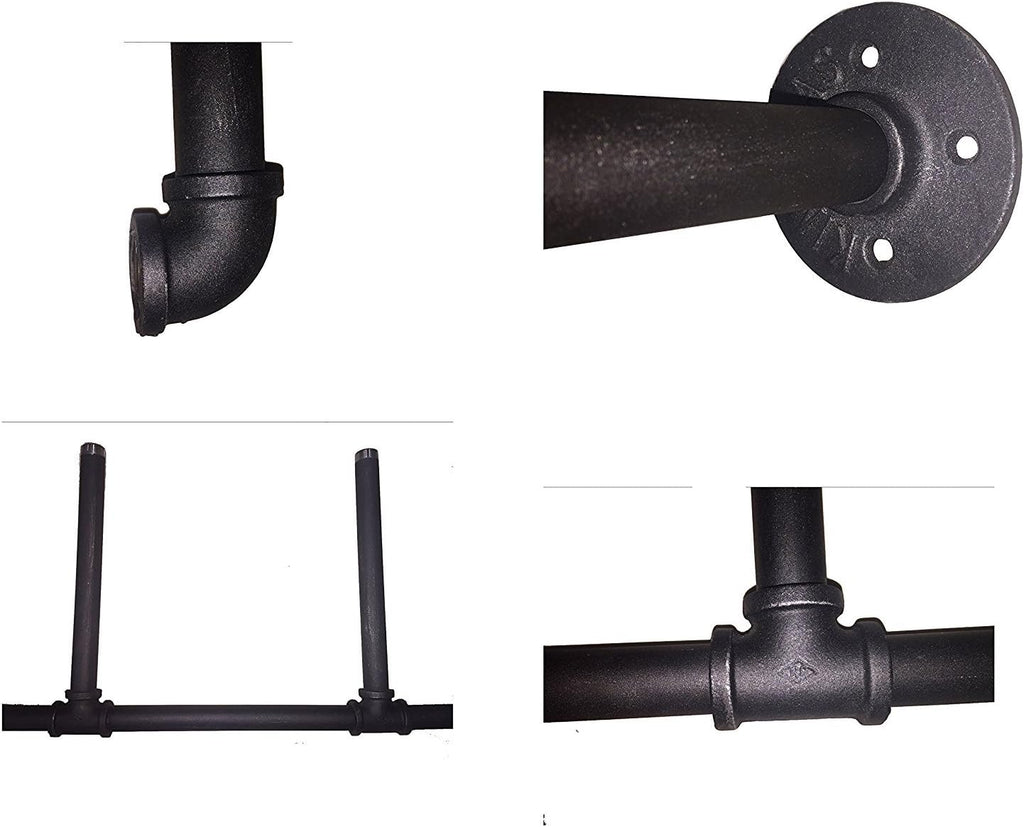 Industrial Retro Wall Mount Iron Pipe Shelf, DIY Open Bookshelf (2Pcs) R5650