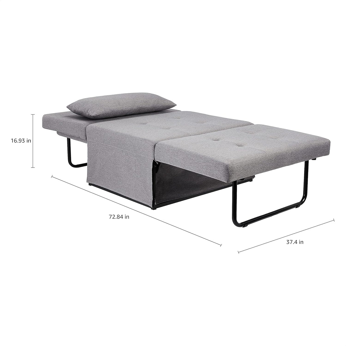 Grey Folding Ottoman Sleeper Sofa Bed Y91535