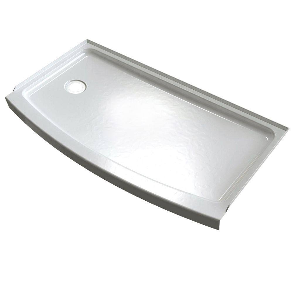 Single Threshold Left Hand Drain Shower Base in Arctic White V837779