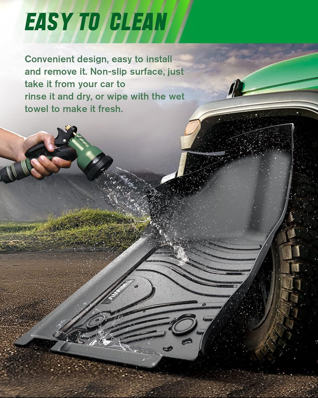 Black TPE Car Floor Mats Full Set V22225