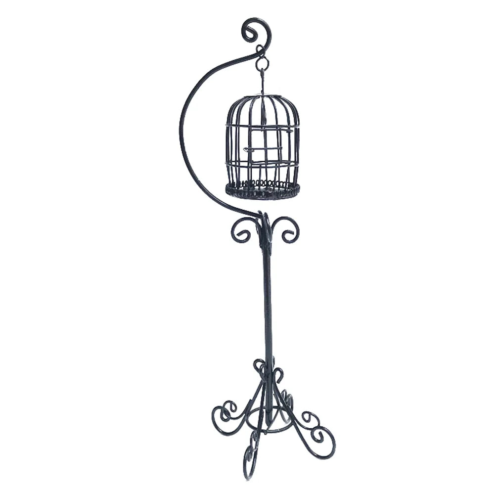 Miniature Metal Bird Cage Dollhouse Decoration Z550