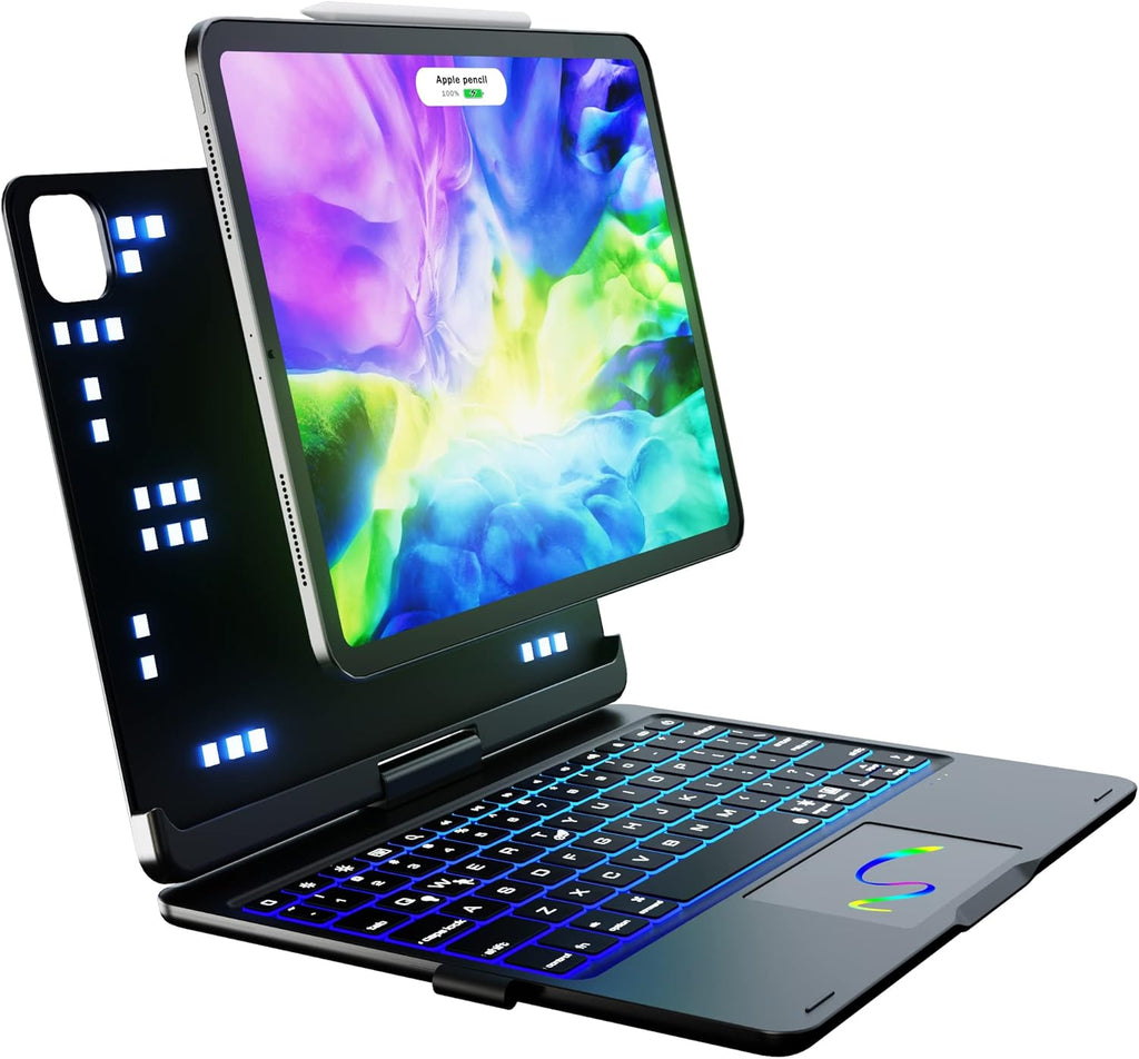 Swivel iPad Keyboard Case with Touchpad Wireless Backlit R139