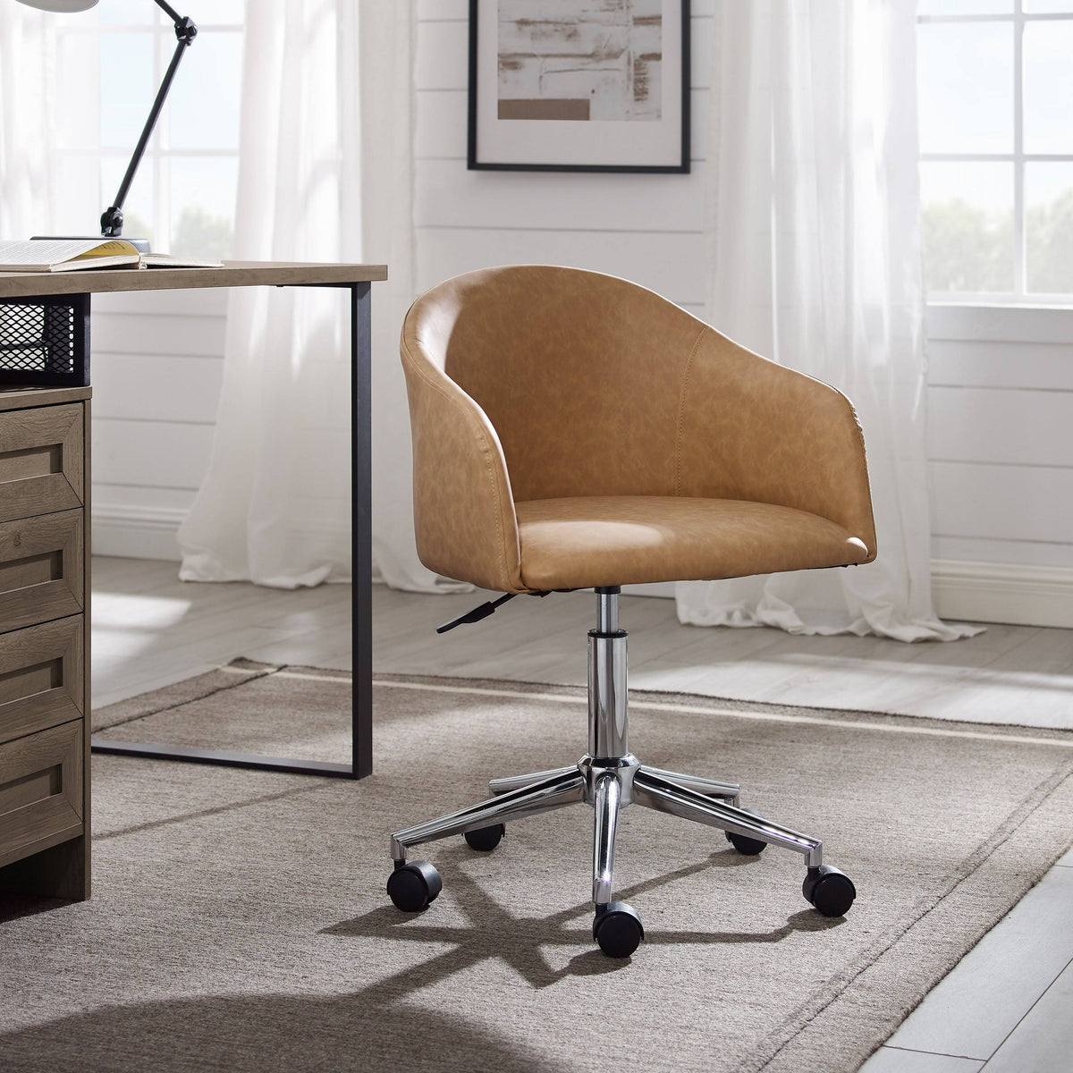 Gray Round Back Swivel Desk Chair with Caster H701