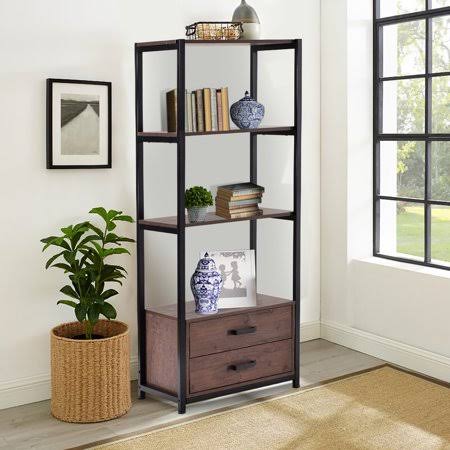 4-Tier Bookshelf with Storage Drawers Q655820