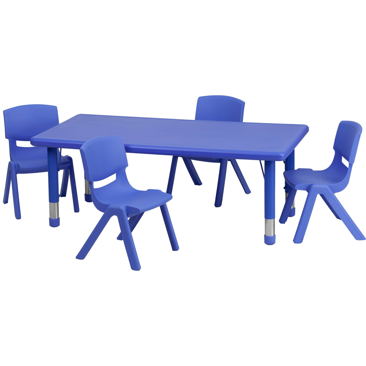 Green Plastic Height Adjustable Activity Table Set with 4 Chairs Q463693