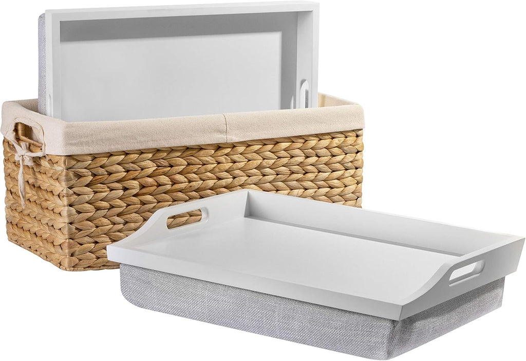 Wood Lap Trays with Basket Set J5562