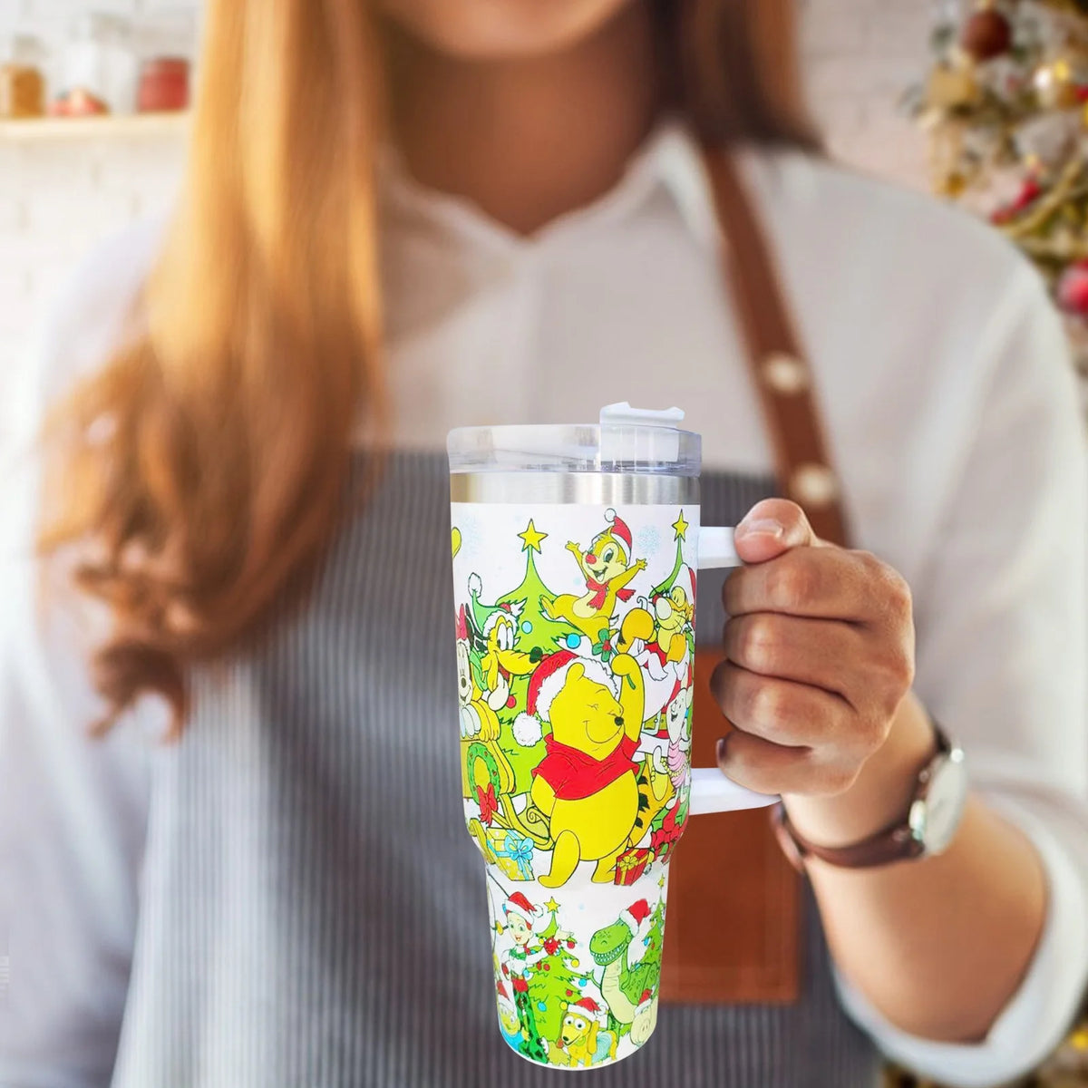 40 oz Insulated Stainless Steel Tumbler with Handle and Lid F6075
