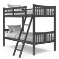 White Twin Solid Hardwood Bunk Bed with Ladder and Safety Rail D249081