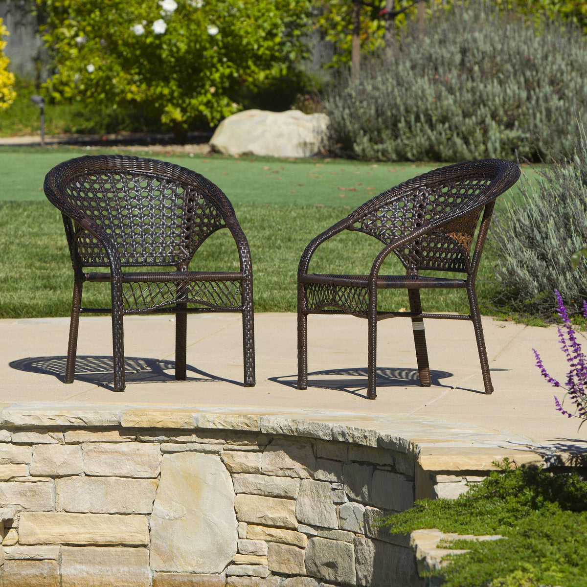 Set of 2 Brown Wicker Patio Chairs N97630