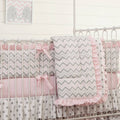Pink and Gray Chevron Crib Comforter D5348