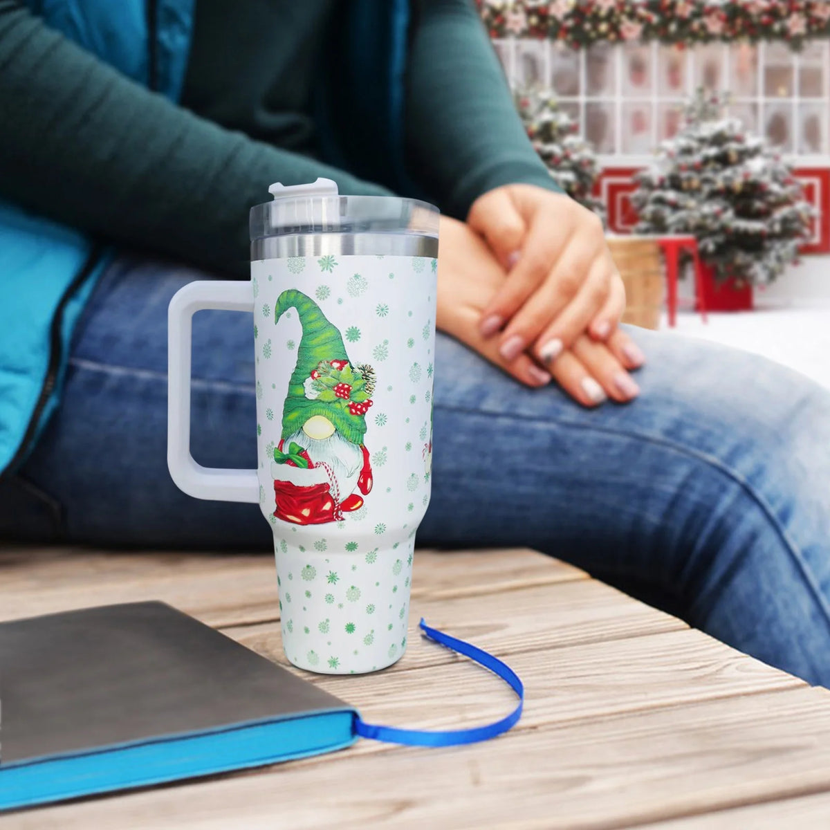 40 oz Insulated Stainless Steel Tumbler with Handle and Lid F6075