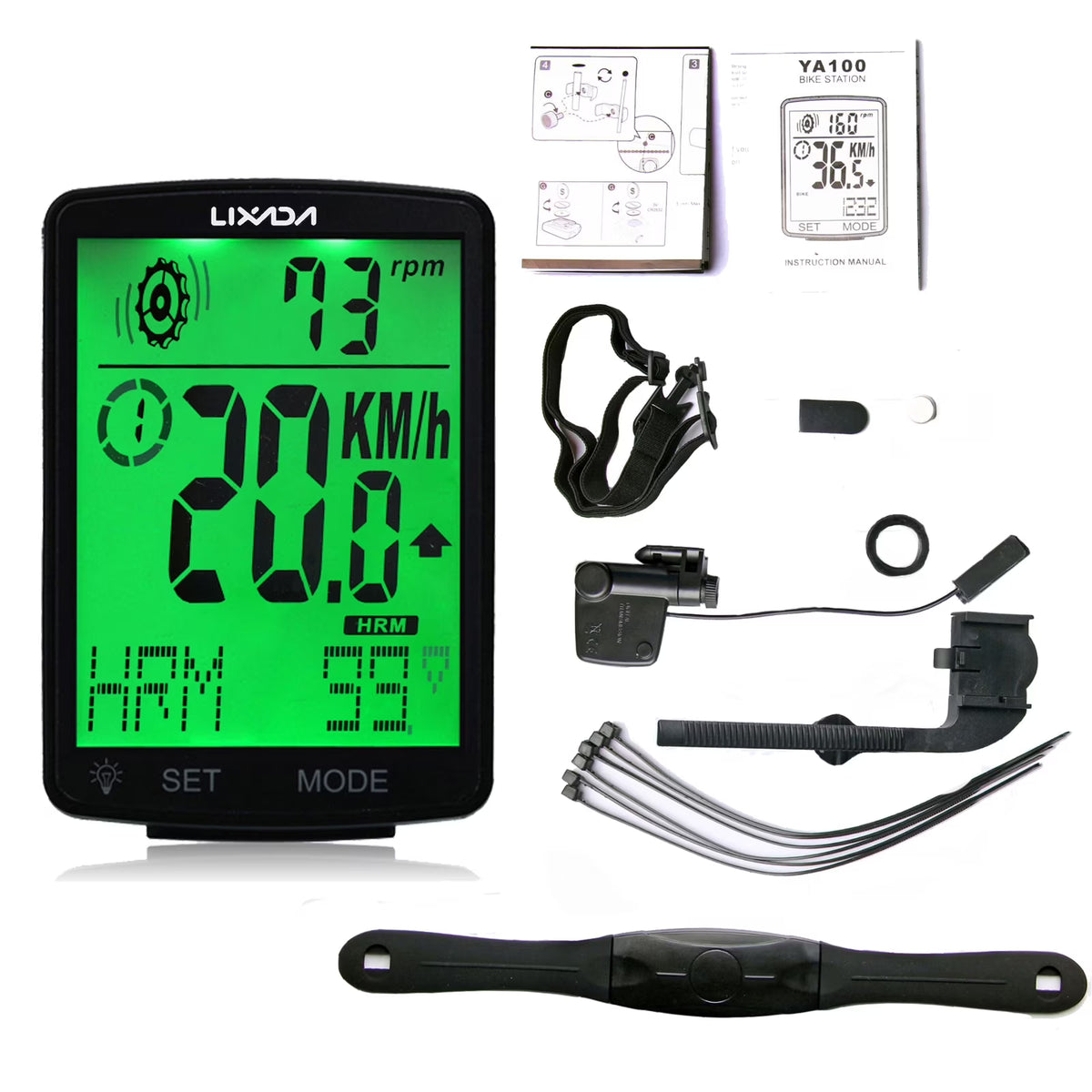 3 in 1 Wireless Bike Computer with Heart Rate Sensor Speedometer IPX7 Waterproof M8607
