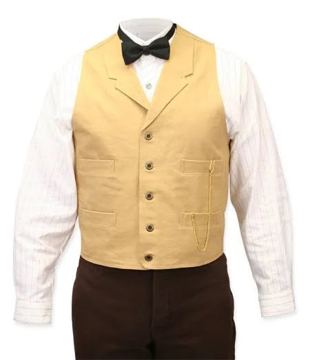 Tan Cotton Notch Collar Work Vest P194