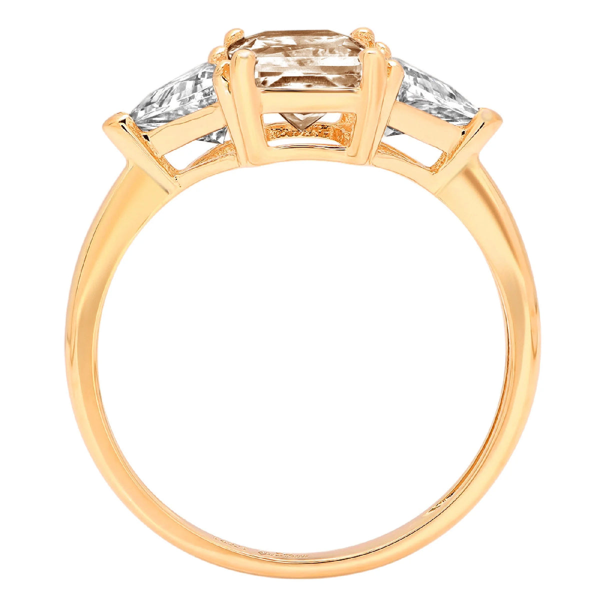 Champagne Simulated Diamond 3 Stone Ring C85281