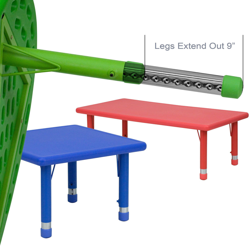 Green Plastic Height Adjustable Activity Table Set with 4 Chairs Q463693