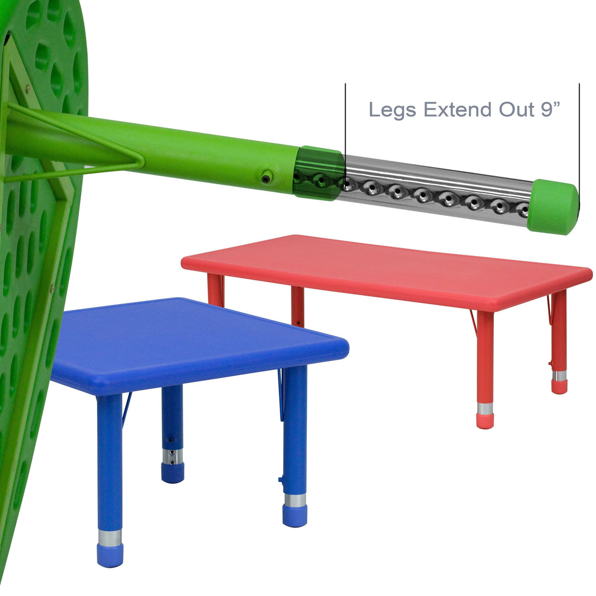 Green Plastic Height Adjustable Activity Table Set with 4 Chairs Q463693