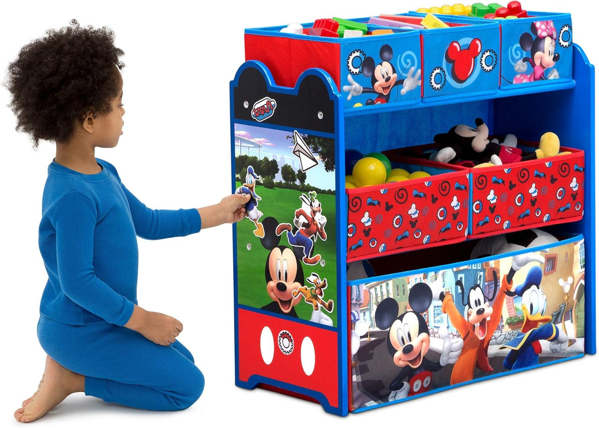 Kids Table and Chair Set with 2 Chairs and 6 Bin Toy Organizer R748