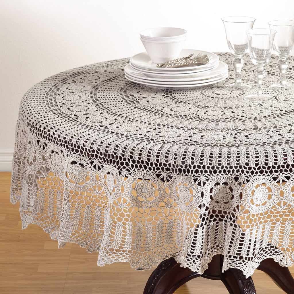 Handmade Crochet Lace Table Linens Grey D60534