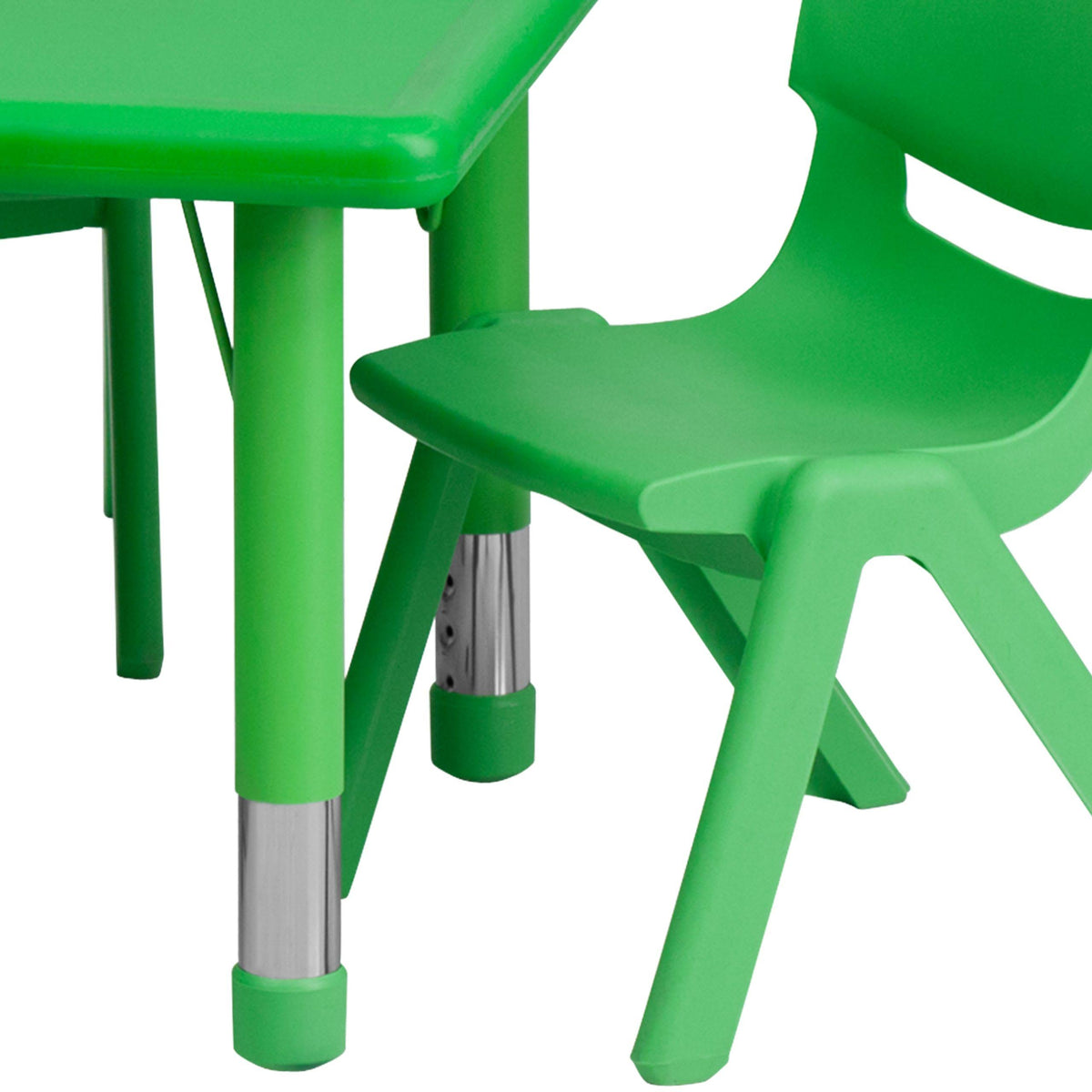 Green Plastic Height Adjustable Activity Table Set with 4 Chairs Q463693