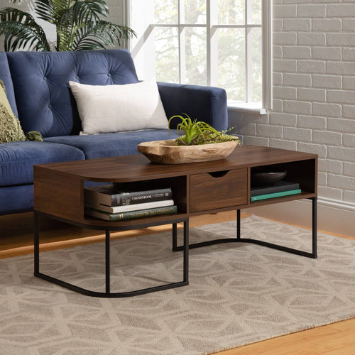 1-Drawer Curved Coffee Table Dark Walnut P89699