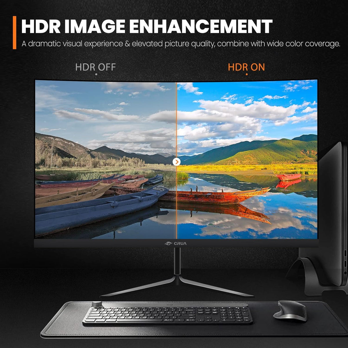 24 Inch Curved FHD LED Computer Monitor, Black W94663