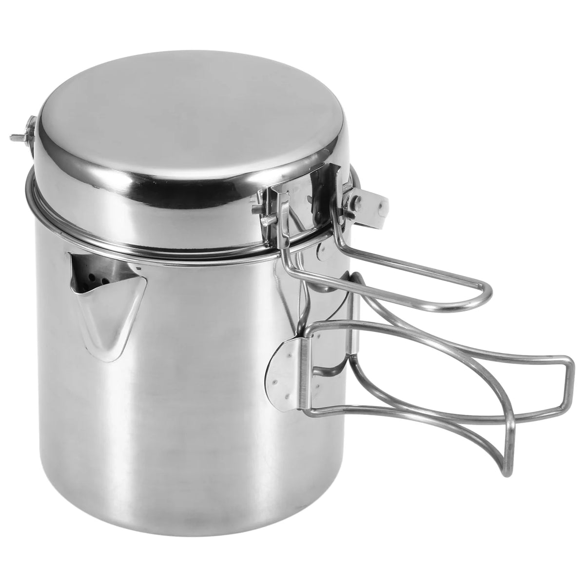 1L Stainless Steel Camping Pot with Foldable Handle J161