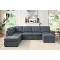Gray Woven Fabric 7-Seater Sectional Sofa with Ottomans X37343