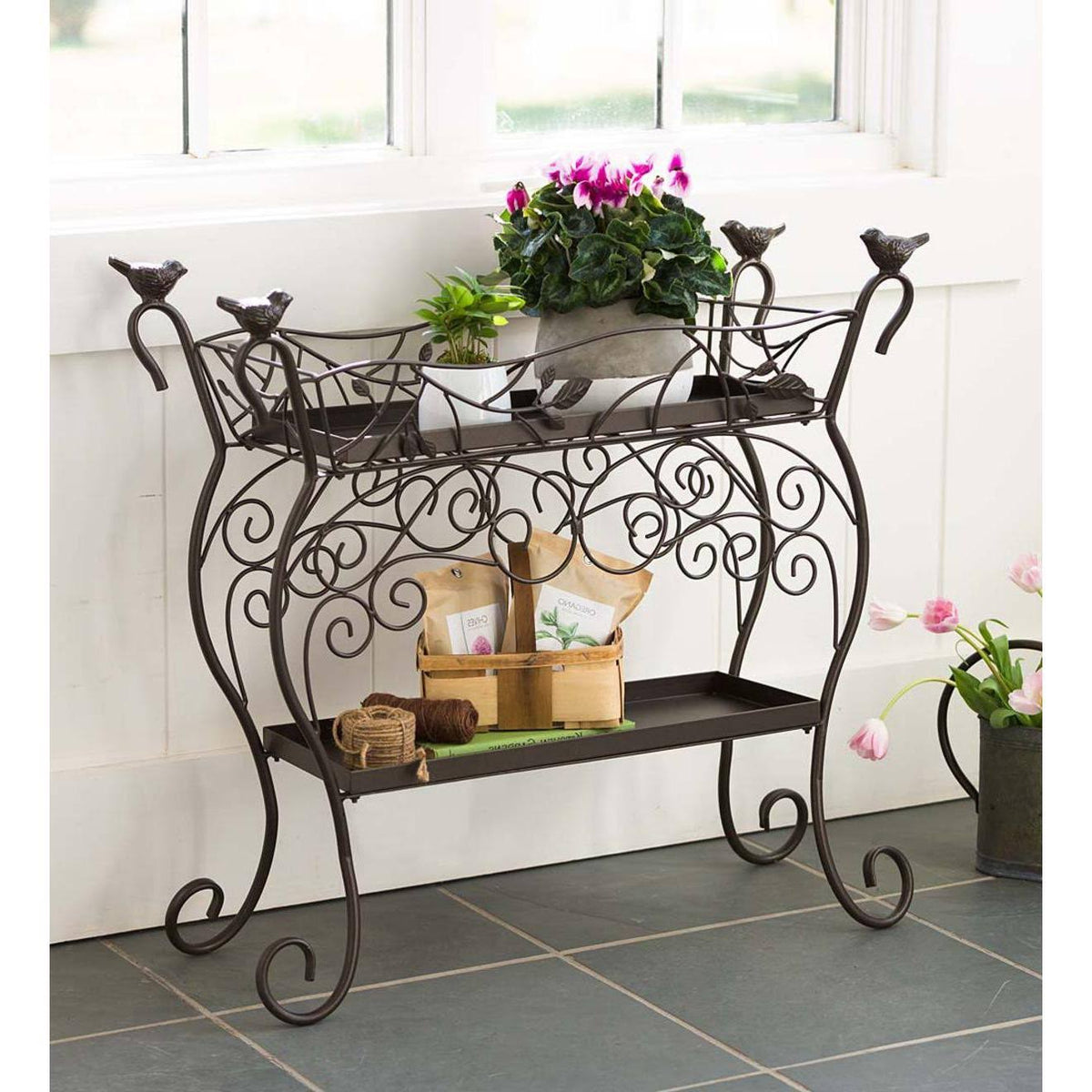 Cast Iron Plant Stand with Birds Z982065