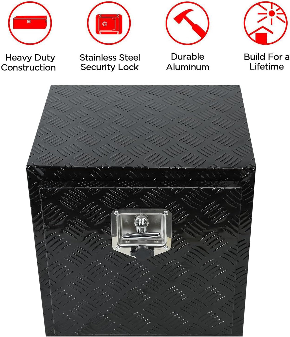 Black Aluminum 5 Bar Tread Underbody Toolbox with Lock Latch H49165