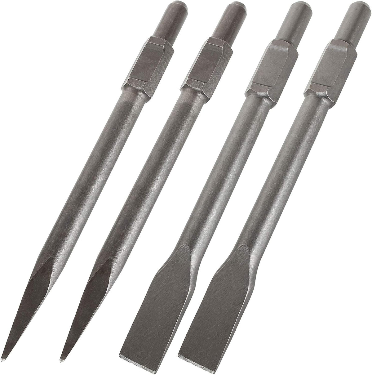 12 inch Demolition Hammer Drill Flat Tip and Bull Point Chisels, Pack of 2 I70130
