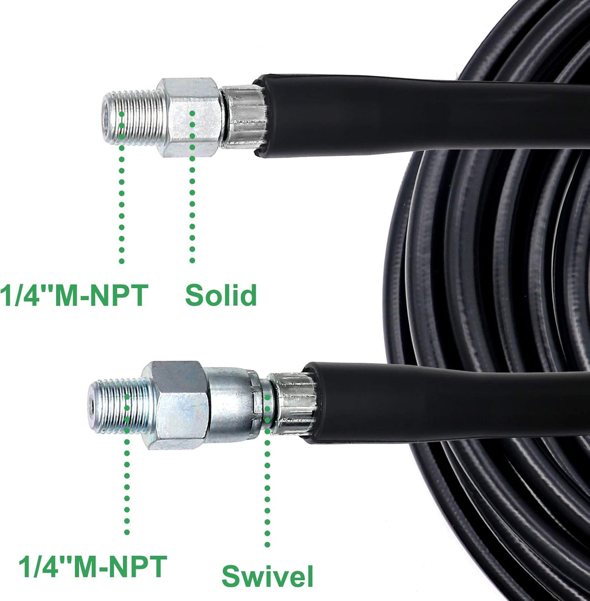 Sewer Jetter Kit 50FT, 5800PSI Drain Cleaner Hose 1/4 Inch NPT, Sewer Jetting Nozzle with Spanner Waterproof Tape O330