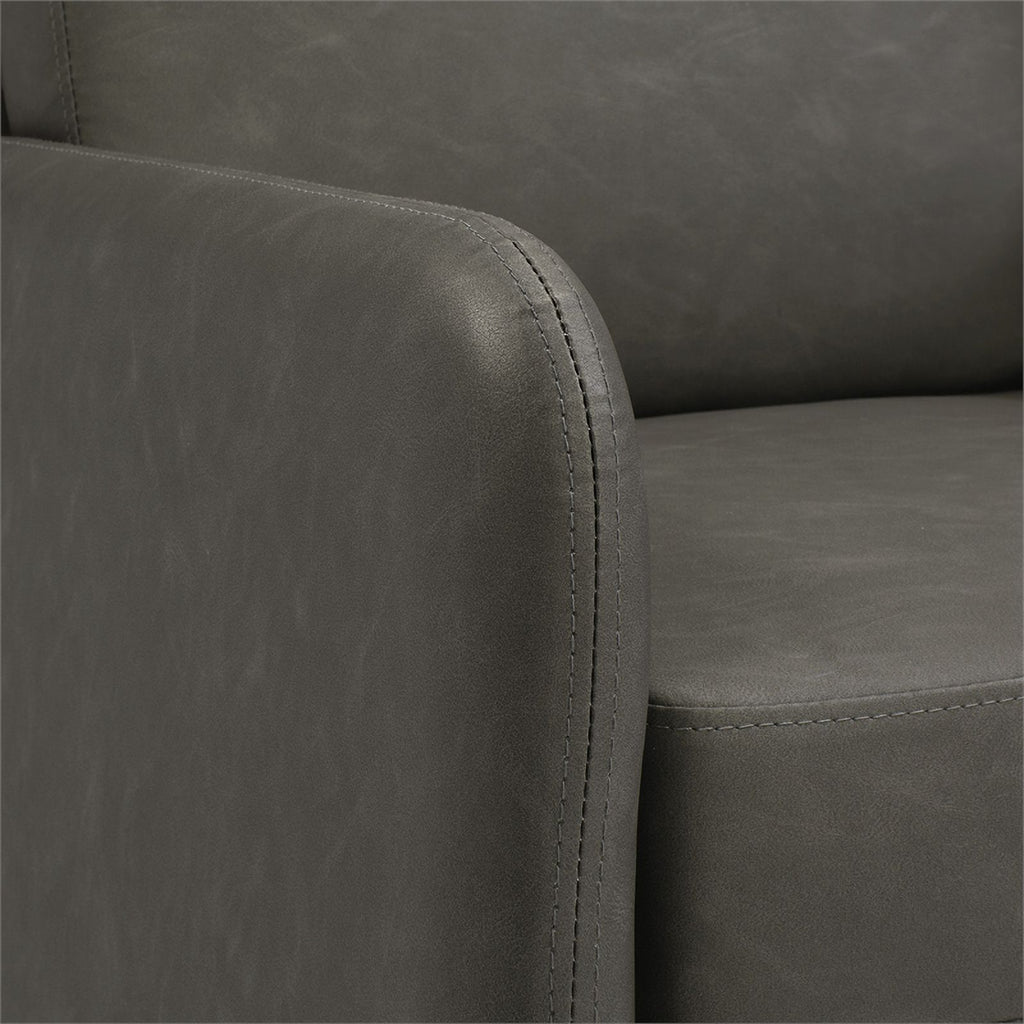 Smoke Faux Leather Lounge Sofa with Chrome Legs X850