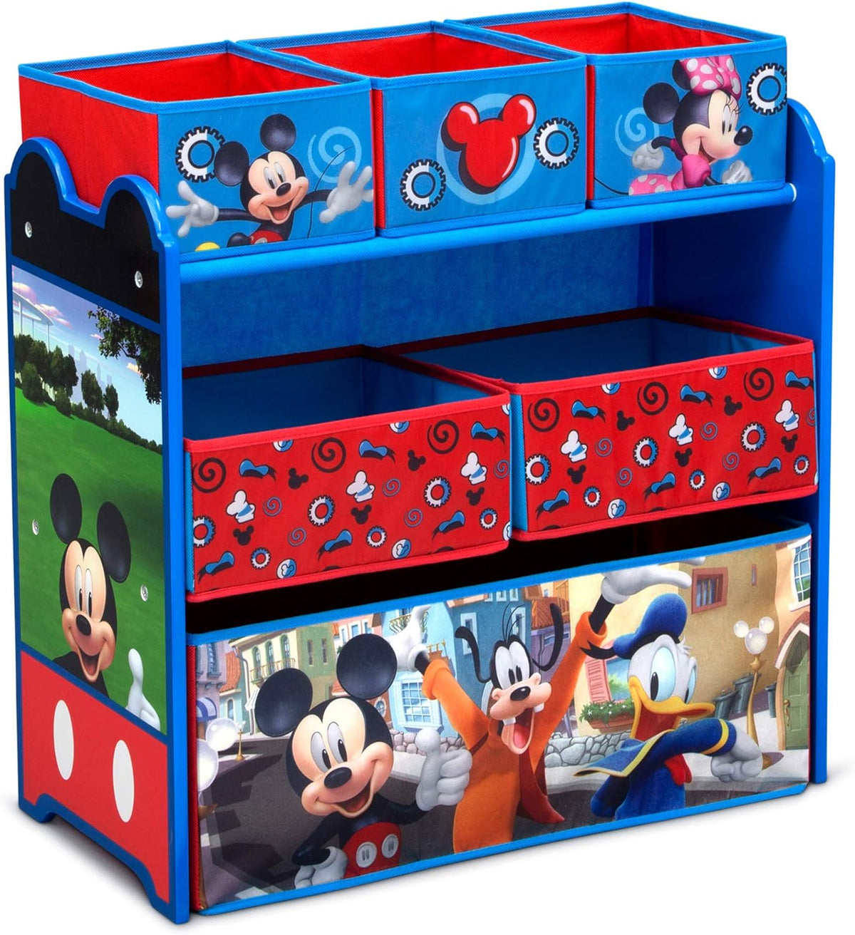 Kids Table and Chair Set with 2 Chairs and 6 Bin Toy Organizer R748
