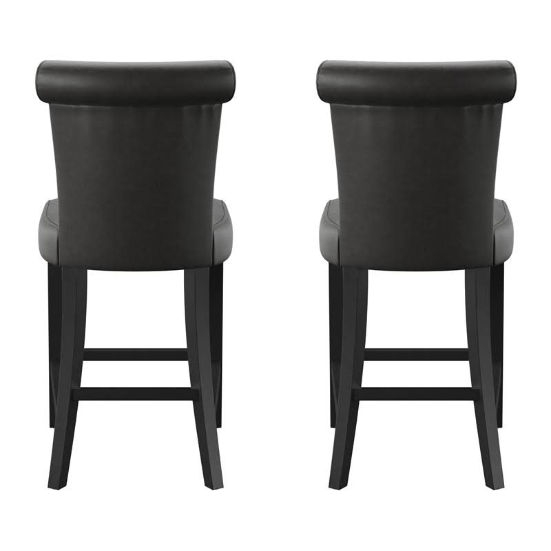 Black Faux Leather Bar Stool Set of Two H6232