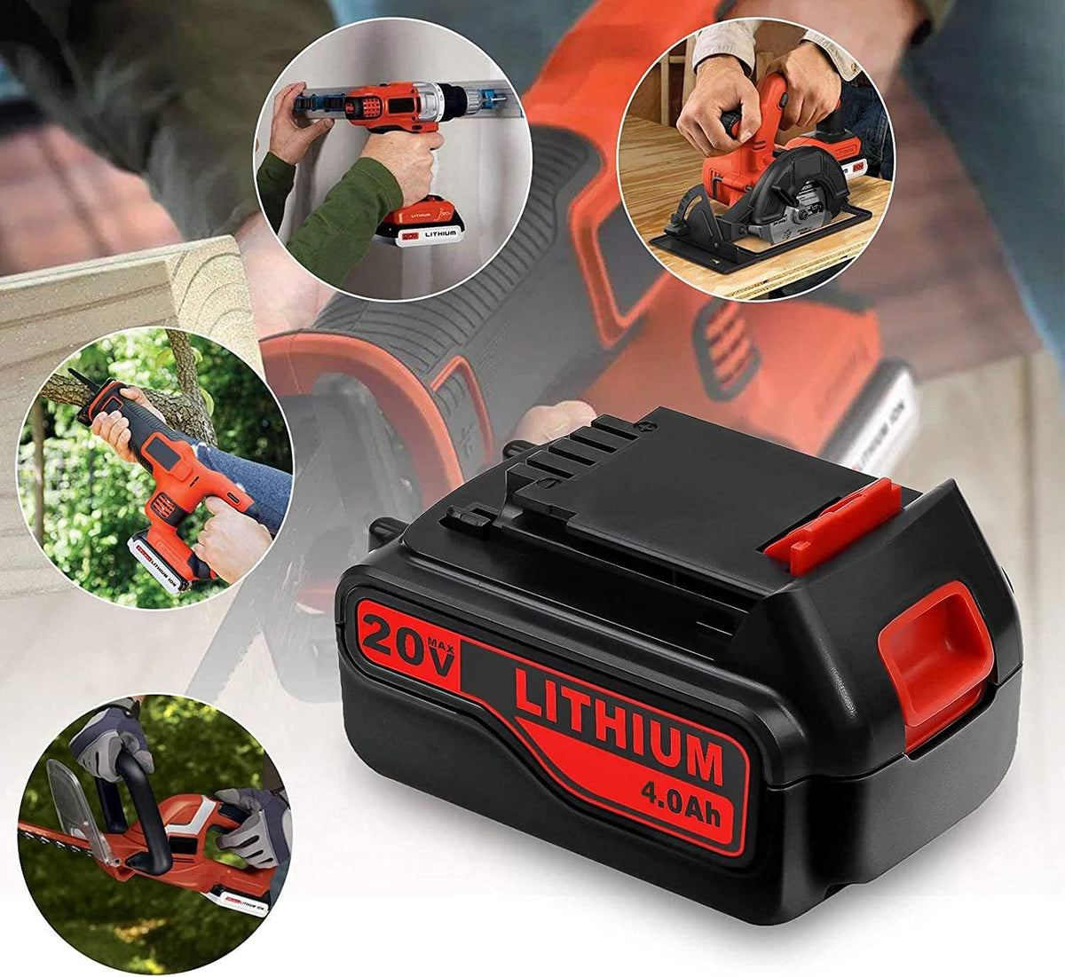 2 Pack 4.0Ah 20V Replacement Lithium Battery for Black and Decker Power Tools V830013