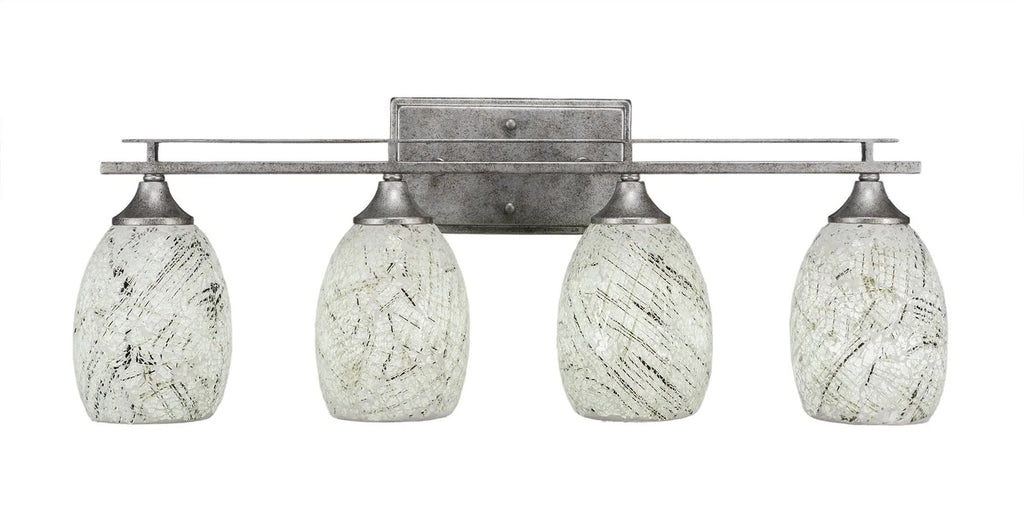 Four Light Bath Bar Aged Silver B84060