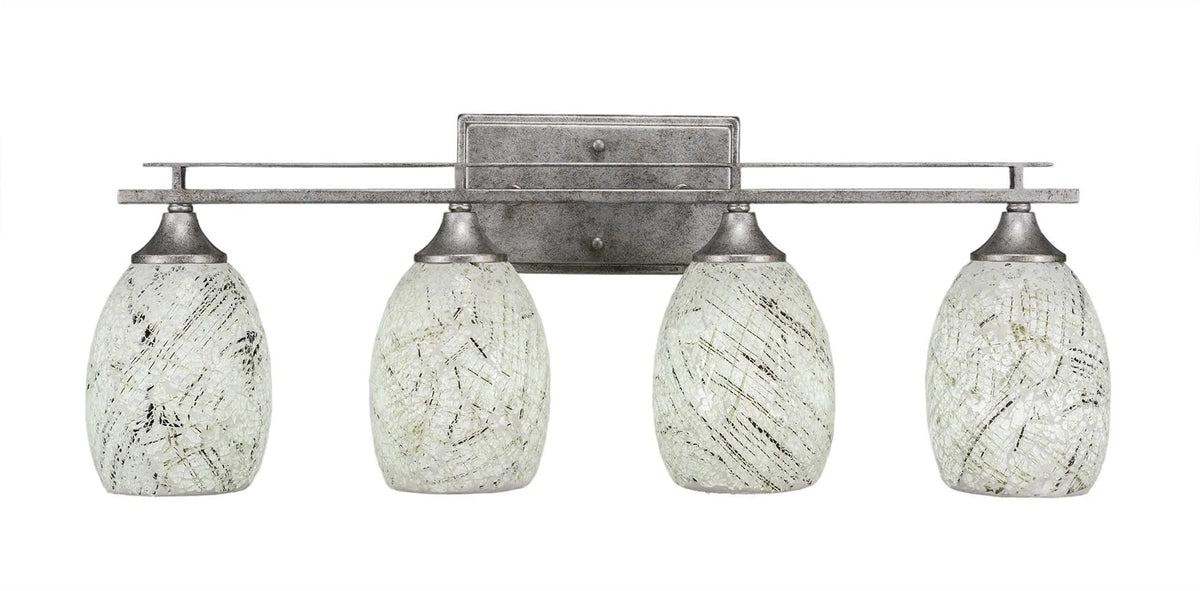 Four Light Bath Bar Aged Silver B84060