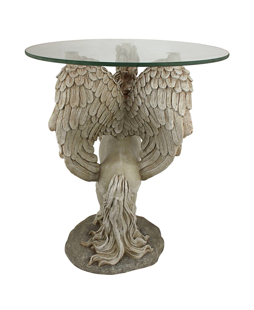 Mystical Winged Unicorn Sculptural Glass-Topped Table G7664
