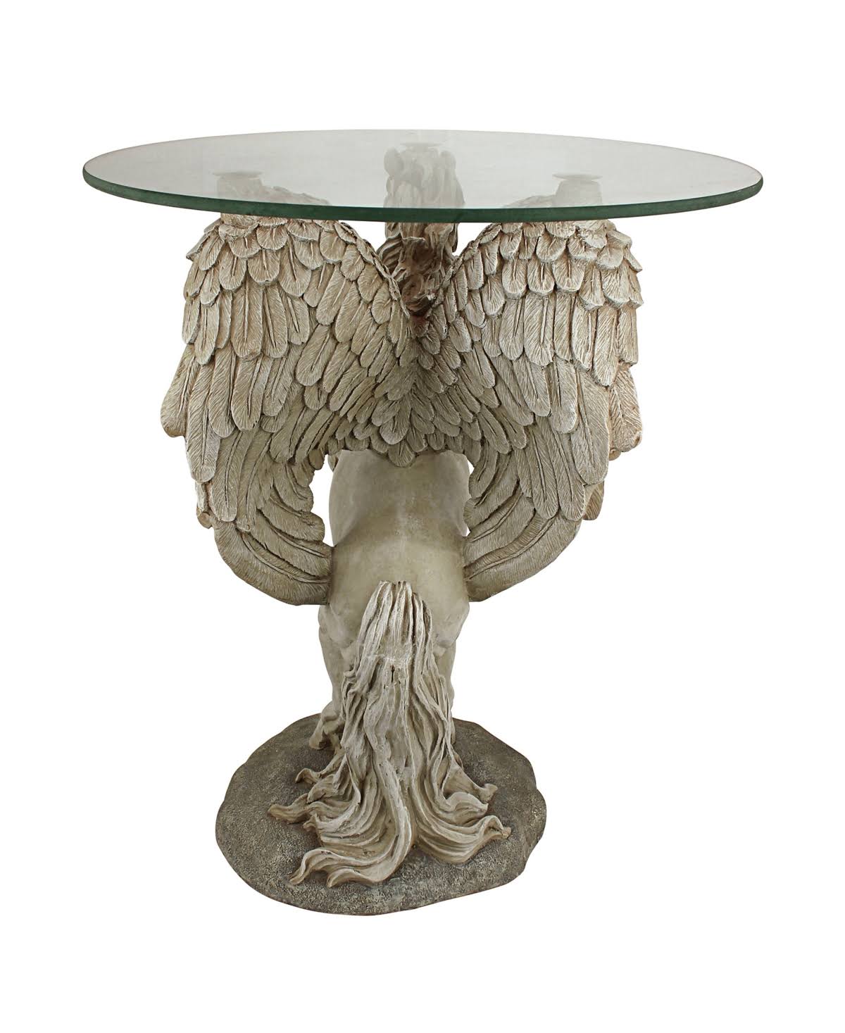 Mystical Winged Unicorn Sculptural Glass-Topped Table G7664