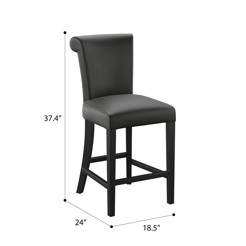 Black Faux Leather Bar Stool Set of Two H6232