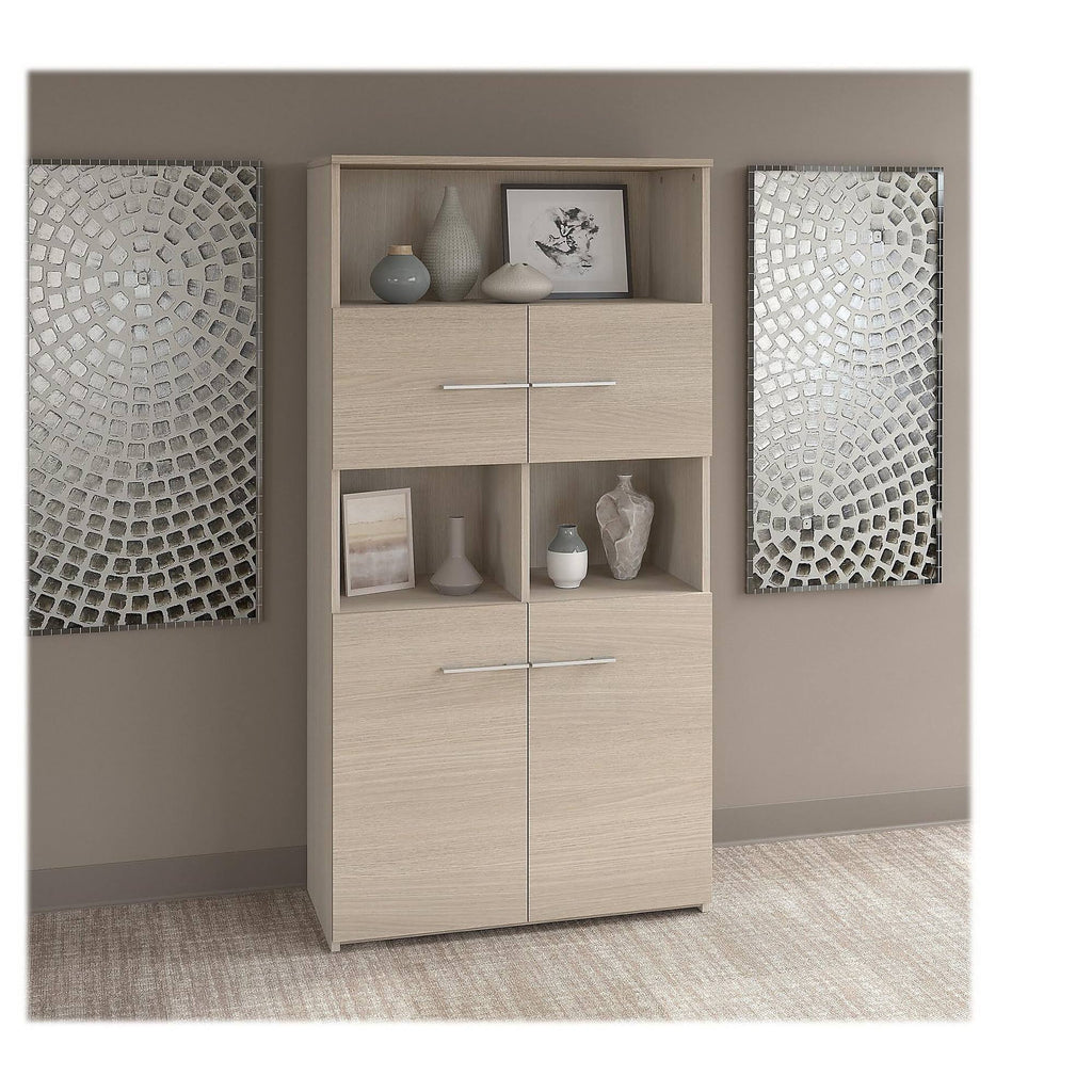 5 Shelf Bookcase with Doors, Sand Oak L2371