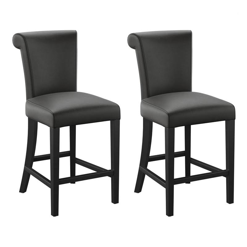 Black Faux Leather Bar Stool Set of Two H6232