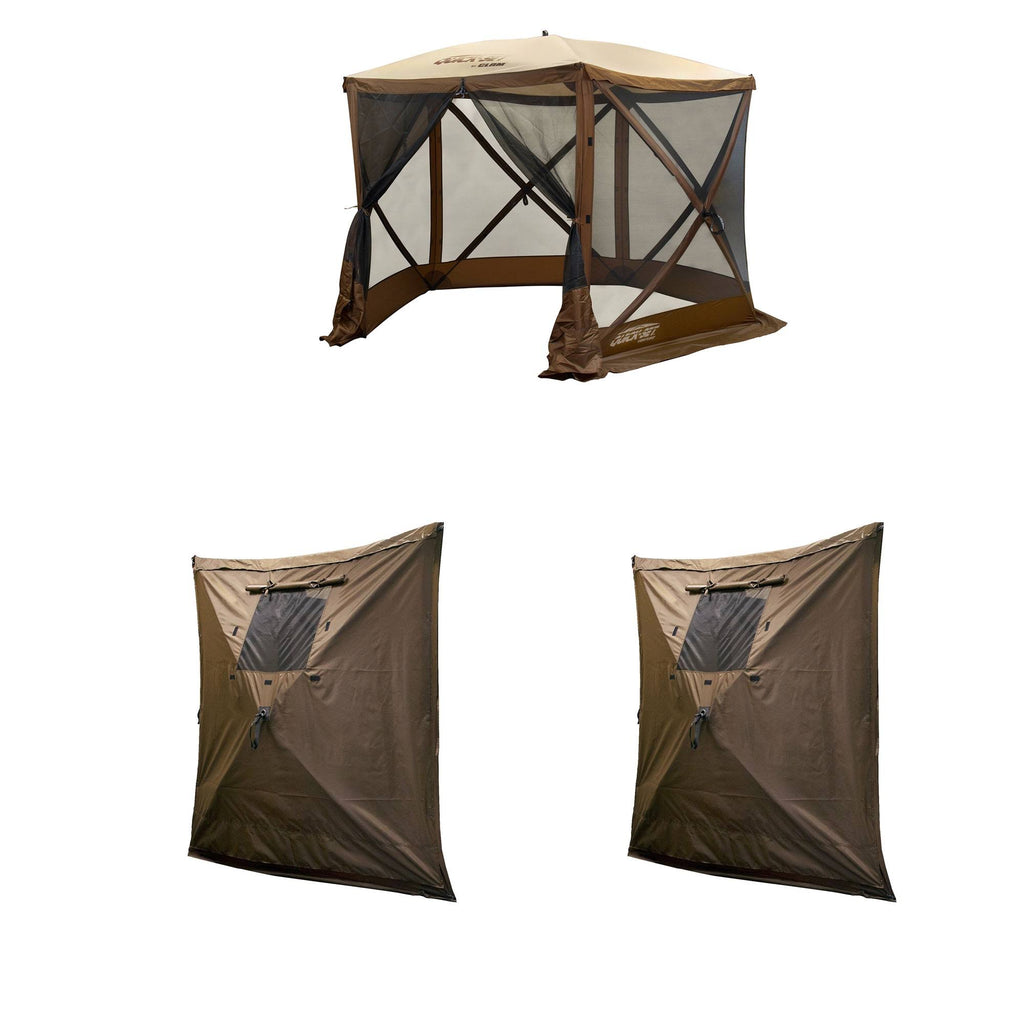 Brown Portable Canopy Shelter with Quick Set Wind & Sun Panels T86669