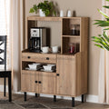 3-Door Wood Kitchen Storage Cabinet Oak Brown B958477