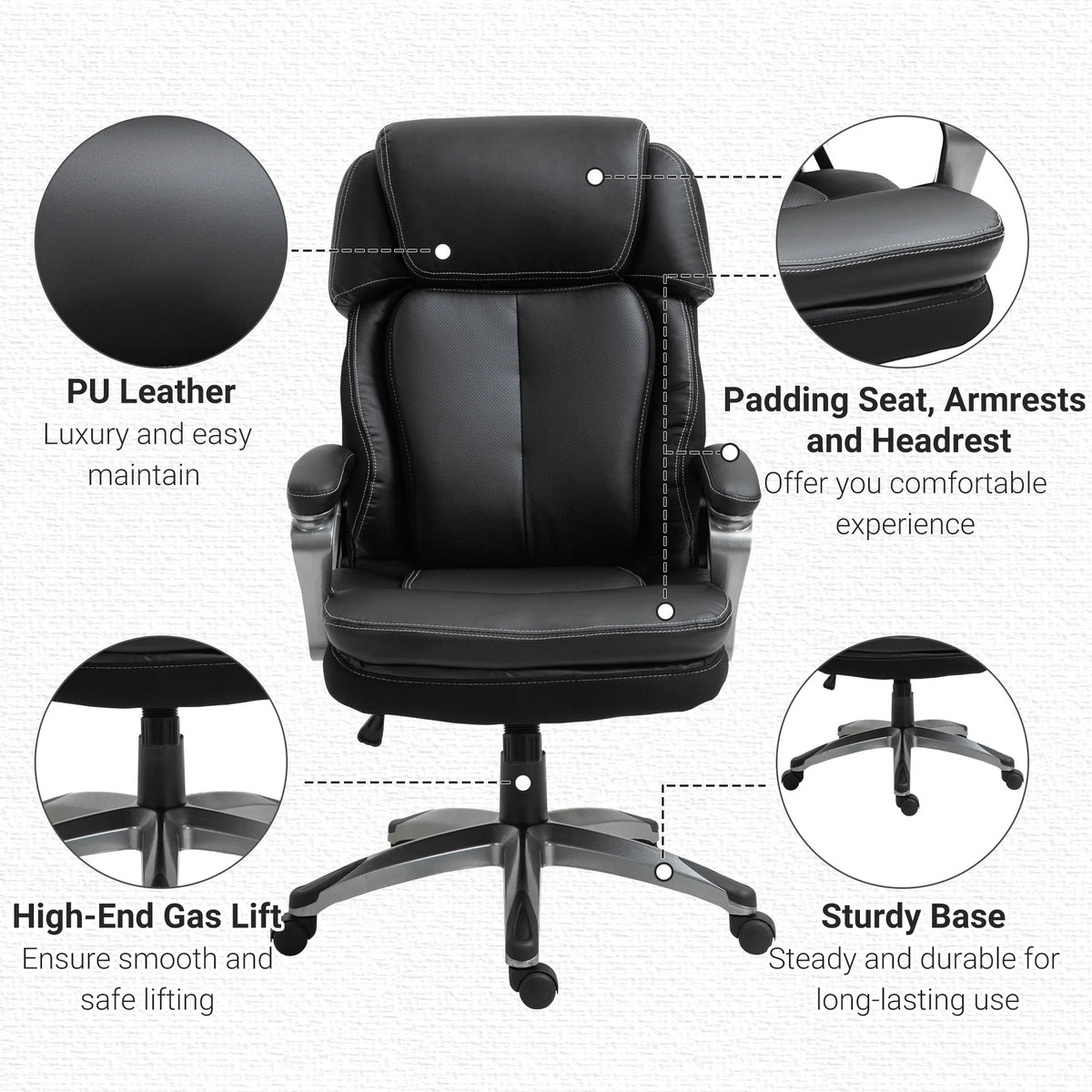 Black High Back Office Chair with Adjustable Height and Wheels Z82584
