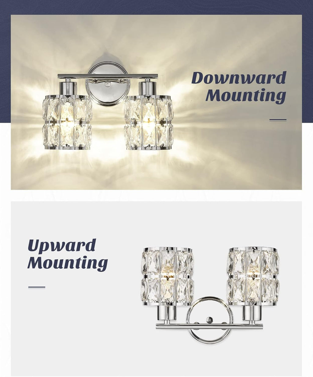 Chrome Finish 2-Light Crystal Vanity Light Fixture X191855