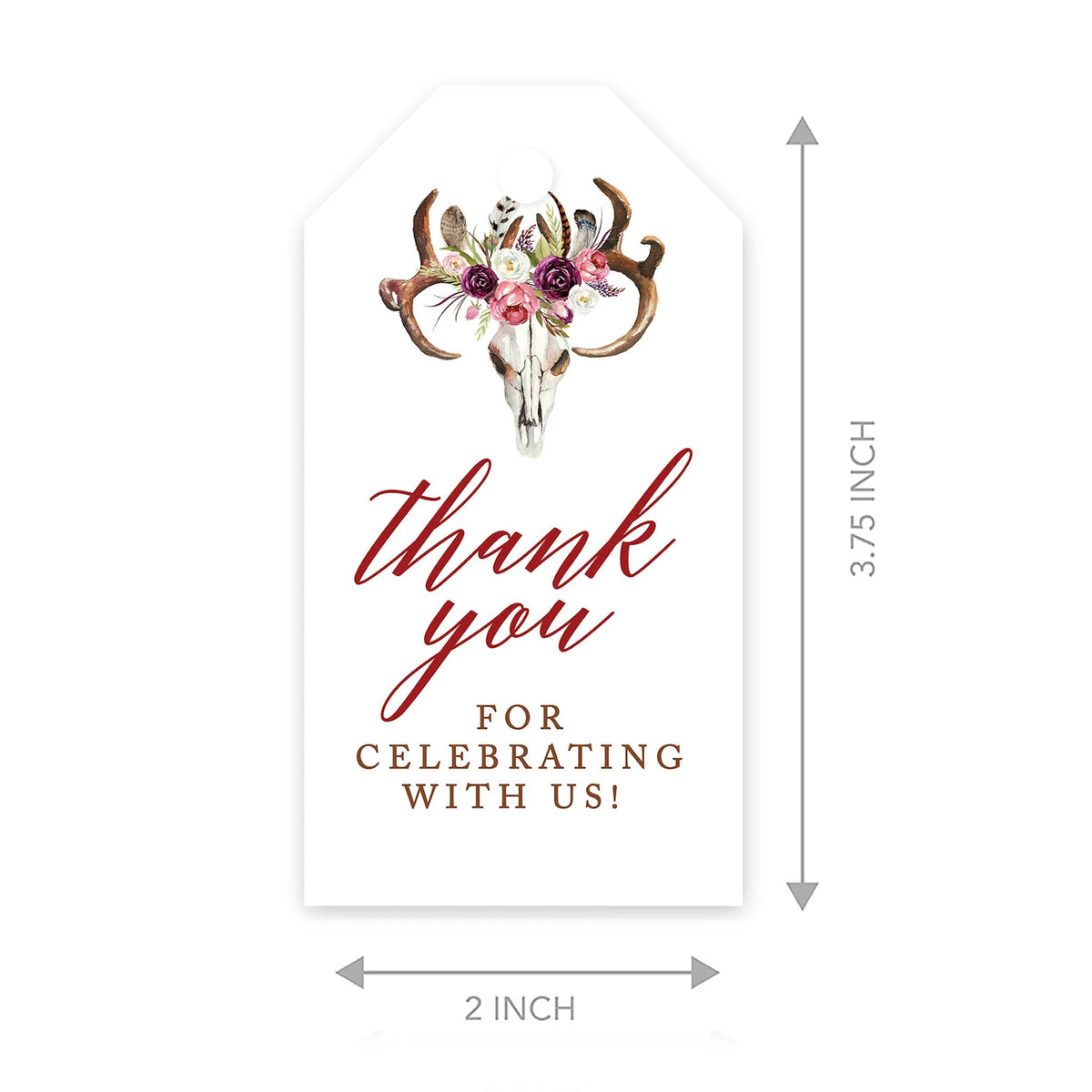 Boho Rustic Floral Antlers Cardstock Gift Tags 100-Pk N2082